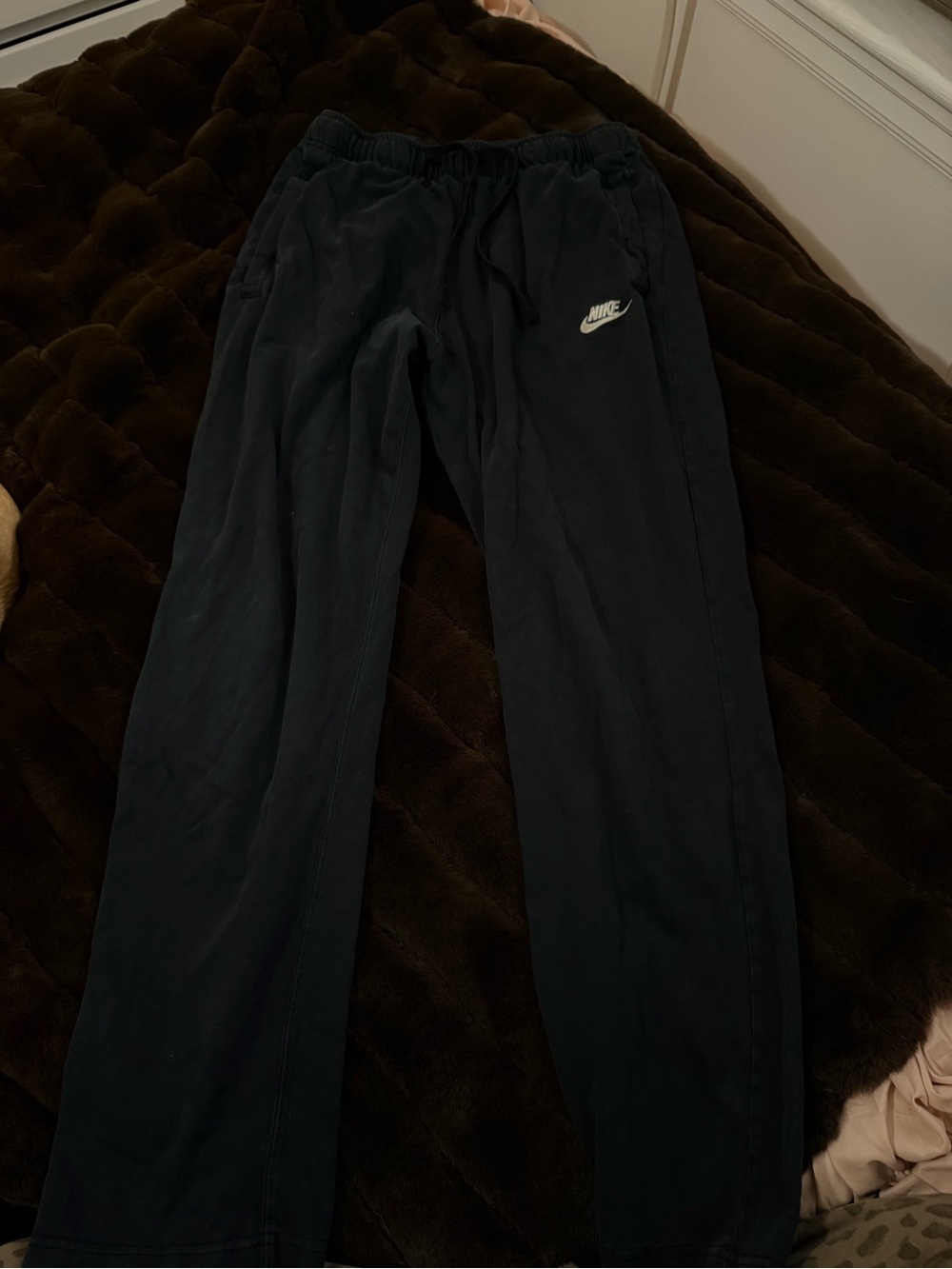 Nike Black Men's Jogger Sweatpants with White Swoosh